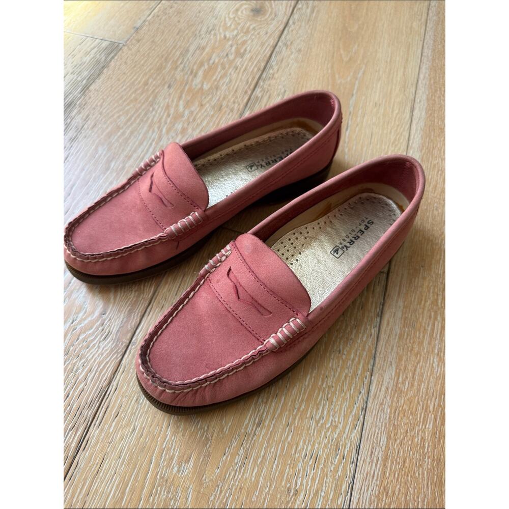 Y2K Sperry Top-Sider Pink Suede Penny Loafers Moccasin Flats Women’s 7.5 - Picture 3 of 10